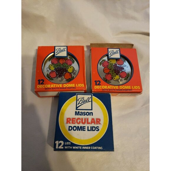 LOT OF 3 Vintage Ball Mason Regular Dome Lids Decorative Box Of 12 Lids New - Picture 1 of 1